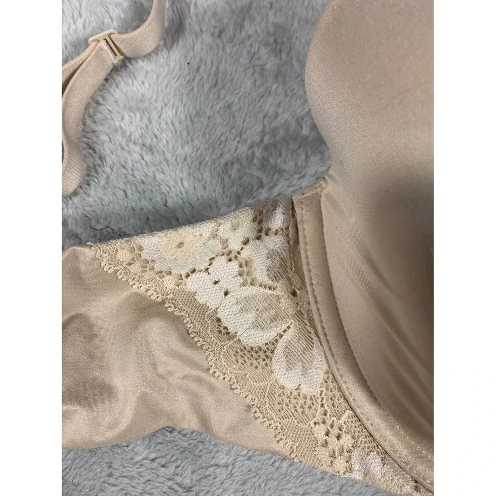 Victoria's Secret Lined Perfect Coverage Bra Womens 38C Beige Lace Trim